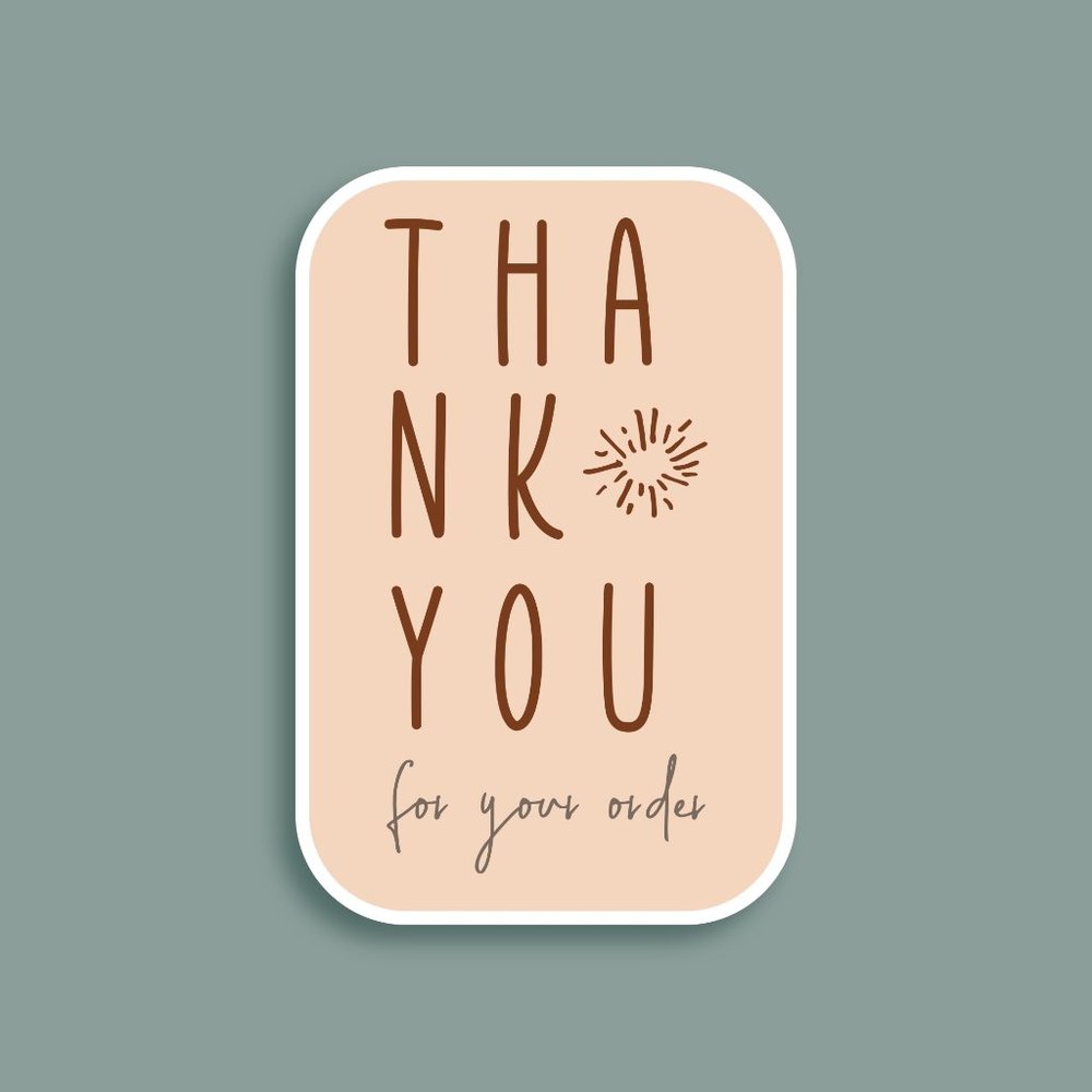 160 Hippy Thank You For Your Order Stickers GLOSSY